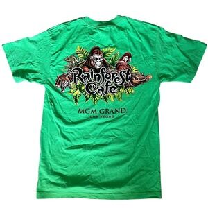 Rainforest Cafe‎ MGM GRAND Las Vegas Adult M Green Graphic T-shirt Frog Vintage